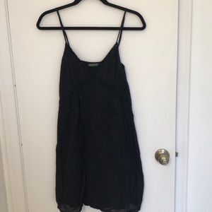 Velvet cotton mini dress with lace trim